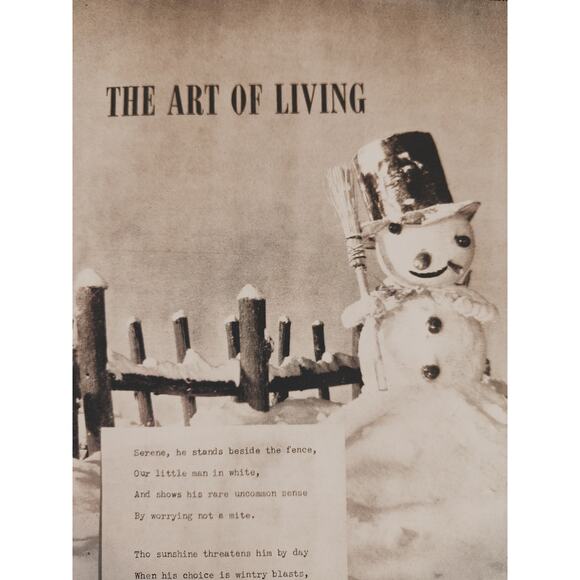 1941‎ "The Art of Living" Print Article - Snowman Winter Poem by Myra Johnson - Picture 7 of 11